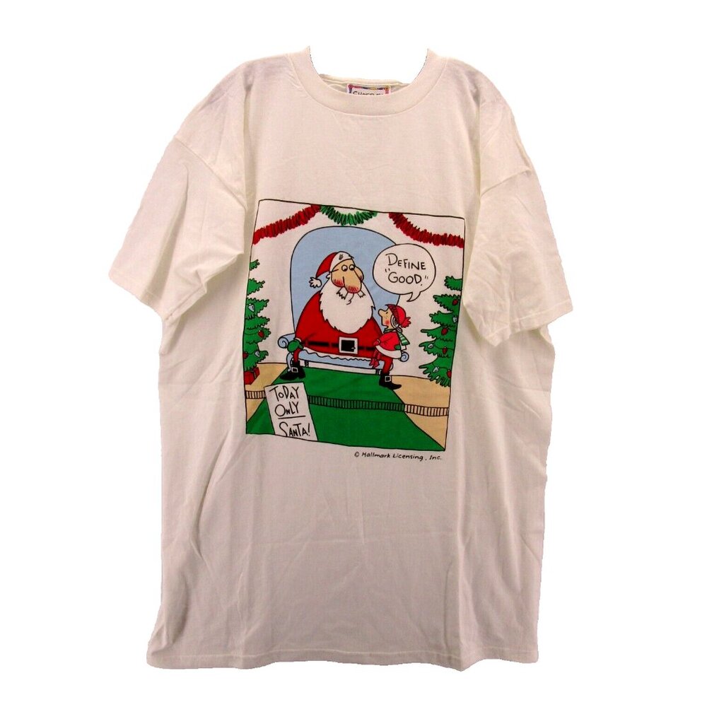 VINTAGE Shoe Box Dress OS Hallmark Santa Tunic Shirt 90s Graphic